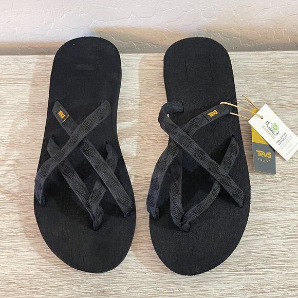 New Teva Sandals 8 Olowahu Strappy Mix B Black on Black NWT - Picture 4 of 16